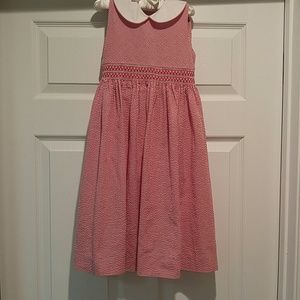 Girls smocked dress Rare Editions size 6 red/white